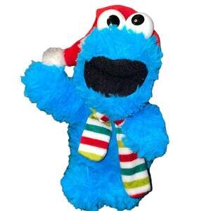 Sesame Street Cookie Monster Plush Christmas Stocking Stuffer Hat Scarf Decor 9"